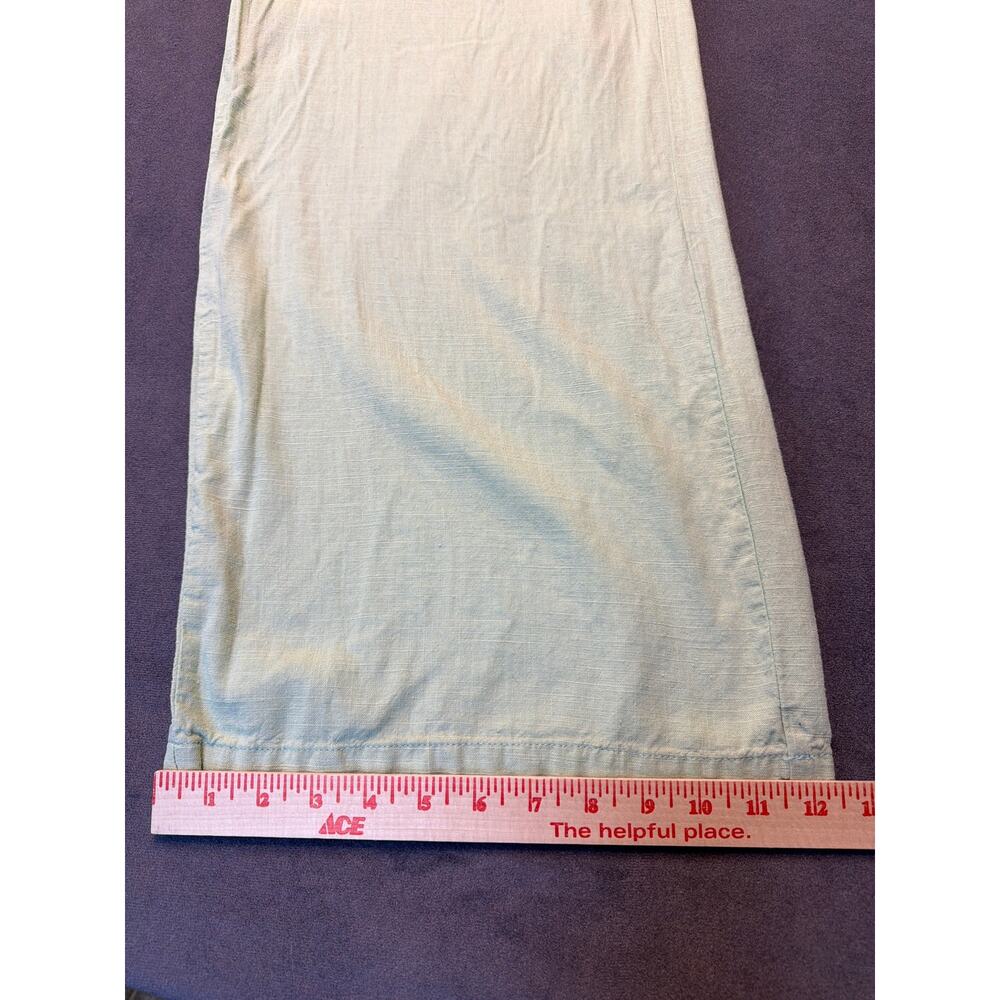 Coco + Jaimeson Linen Drawstring Waist Pants Womens M Mint Wide Leg - Picture 5 of 10